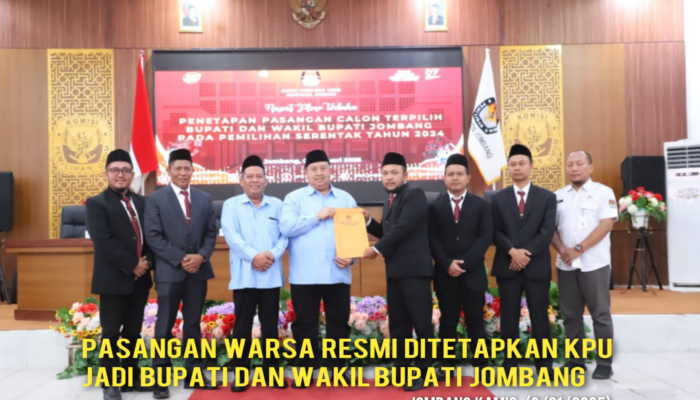Pasangan Warsa Resmi Ditetapkan KPU Jadi Bupati Dan Wakil Bupati Jombang