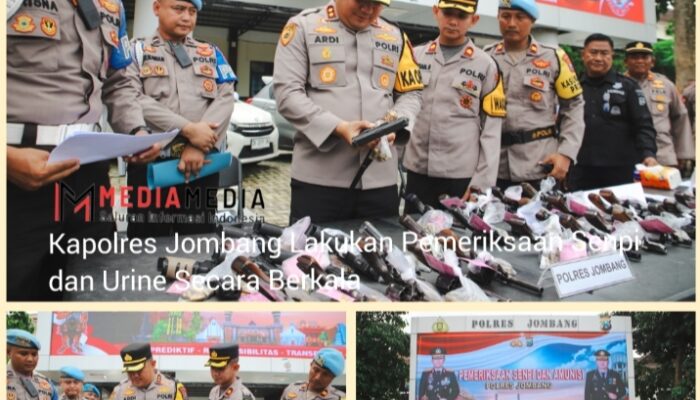 Bentuk Pengawasan, Kapolres Jombang Lakukan Pemeriksaan Senpi dan Urine Secara Berkala