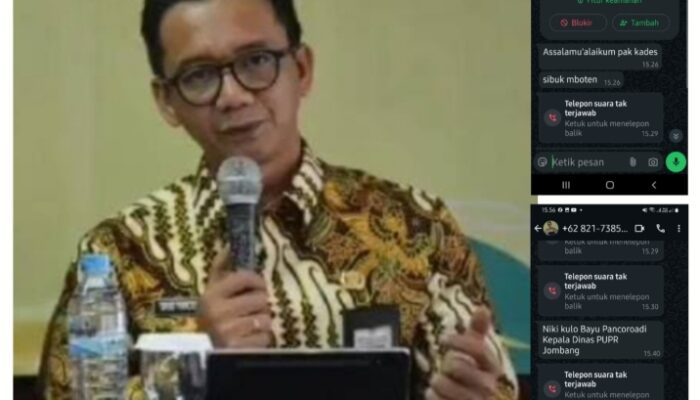 WASPADA PENIPUAN ! Nama Kadis PUPR Jombang di Buat Ajang Cari Uang