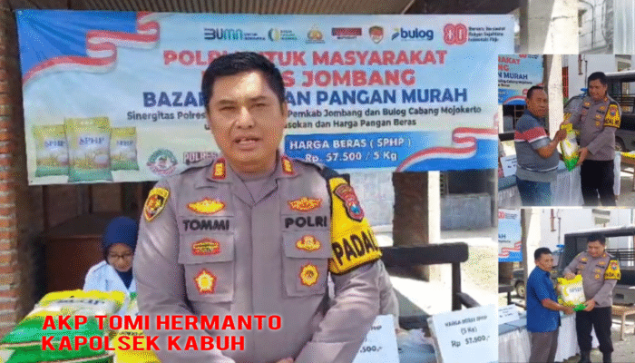 Polsek Kabuh Gelar Bazar Gerakan Pangan Murah, 2 Ton Beras Ludes Terjual.