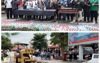 Jelang Ramadan 1447 H, Polres Jombang Hancurkan 12.310 Botol Miras Hasil Operasi