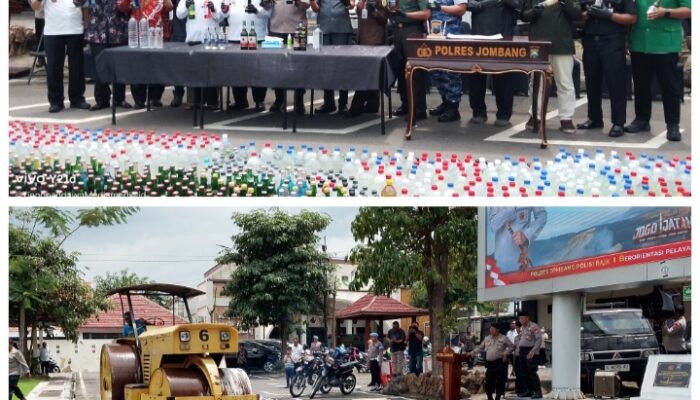 Jelang Ramadan 1447 H, Polres Jombang Hancurkan 12.310 Botol Miras Hasil Operasi