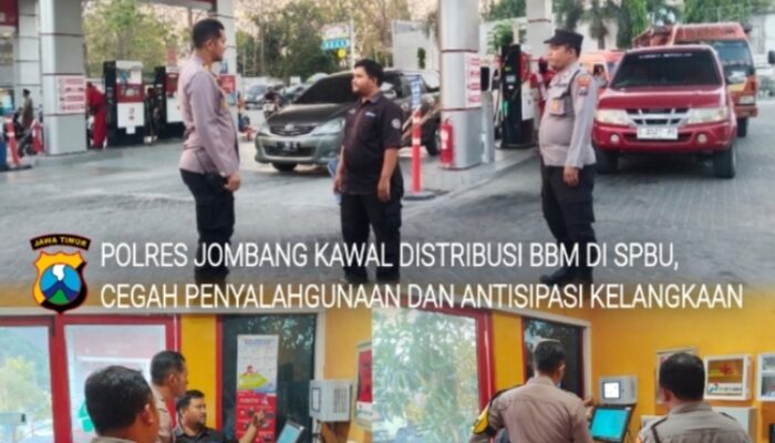 POLRES JOMBANG KAWAL DISTRIBUSI BBM DI SPBU, CEGAH PENYALAHGUNAAN DAN ANTISIPASI KELANGKAAN